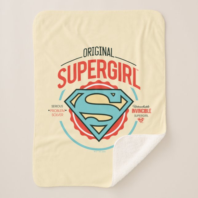 Original Supergirl Vintage Logo Badge Sherpa Blanket (Front)