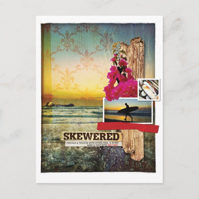 Original Surf Theme Digital Art Collage Postcard (Front)