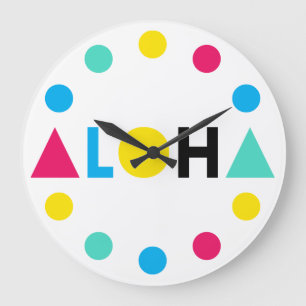 Original text ALOHA colour letters Classic Round S Large Clock
