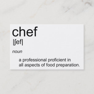 Original text design CHEF definition dictionary Business Card