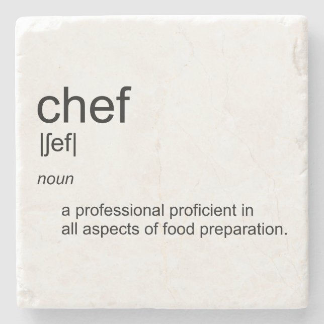 Original text design CHEF definition dictionary Stone Coaster (Front)