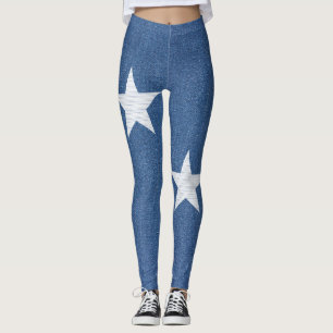 Original textile fabric blue fashion jean & star leggings
