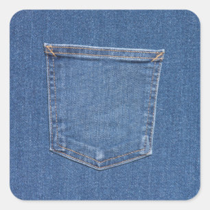 Original textile fabric blue fashion jeans pocket square sticker