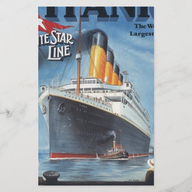Original titanic vintage poster 1912 stationery (Front)