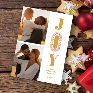 Original Trend JOY Quote Christmas 2 Photos  Holiday Card