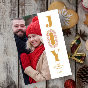 Original Trend JOY Quote Christmas Gold Photo  Holiday Card