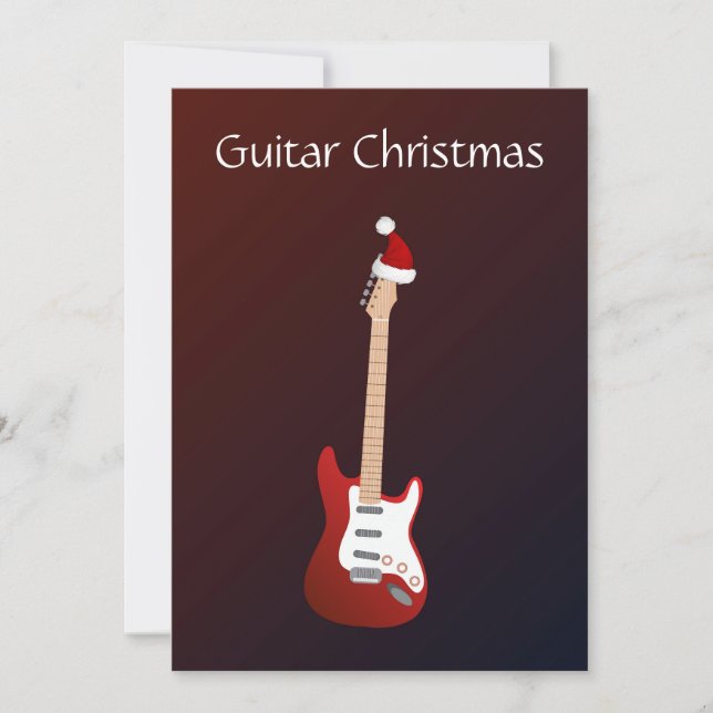 Original Trendy Merry Christmas Electric Guitar Holiday Card (Front)
