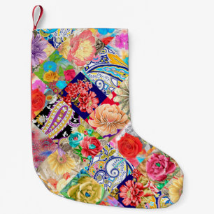 original trendy seamless artistic flower pattern,  small christmas stocking