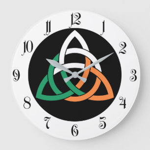 Original Triquetra circle celtic knot Ireland Flag Large Clock