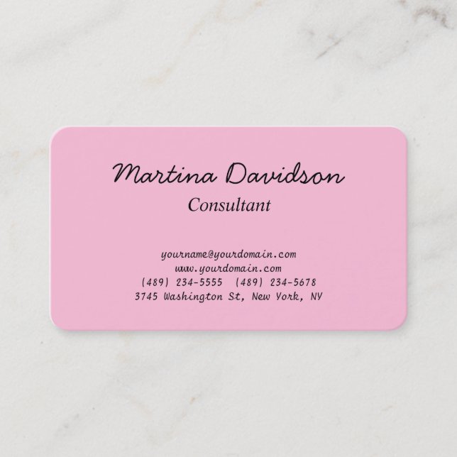 Original Unique Pink Creative Handwriting Business Card (Front)