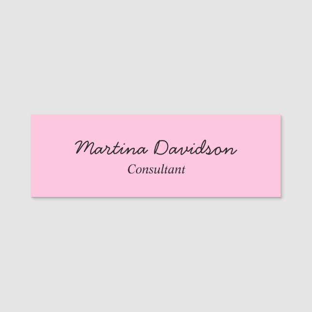 Original Unique Pink Creative Handwriting Name Tag (Front)