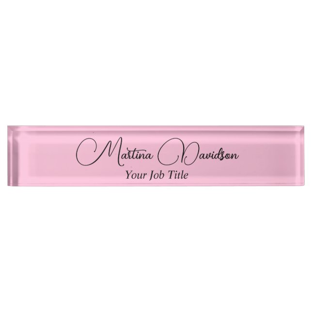 Original Unique Pink Creative Handwriting Nameplate (Front)