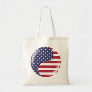 Original USA patriotic Ying Yang Symbol Tote Bag