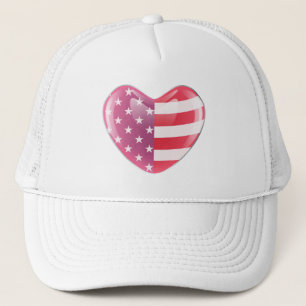 Original USA symbol American flag on a heart shape Trucker Hat