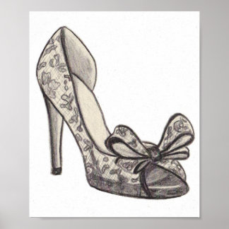 Original Valentino Shoe Fashion Illustration Poster
