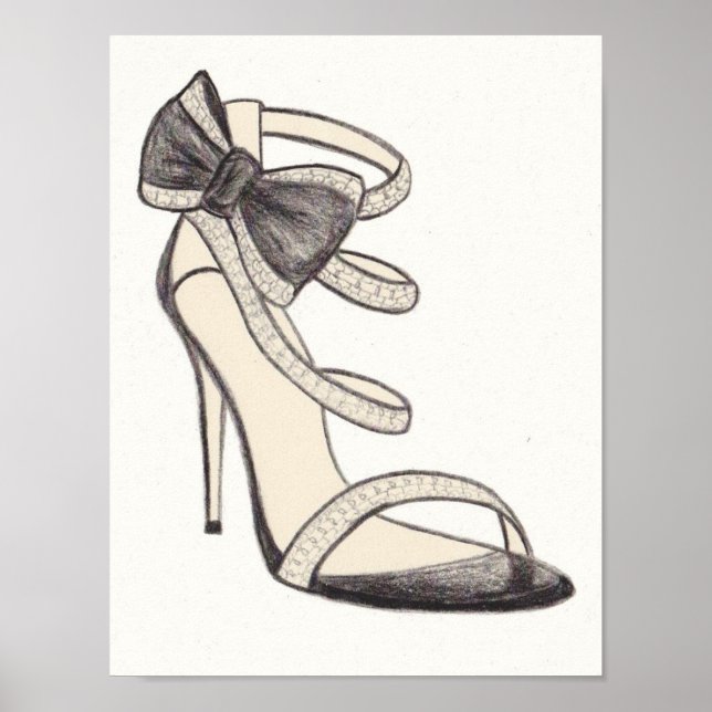 Original Valentino Shoe Fashion Illustration Poster (Front)