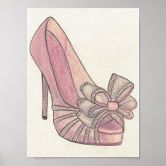 Original Valentino Shoe Fashion Illustration Poster