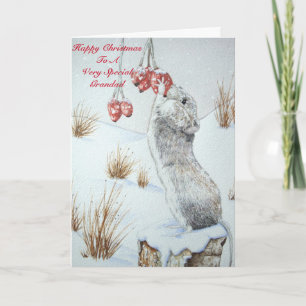 original verse cute mouse wildlife snow scene holiday card