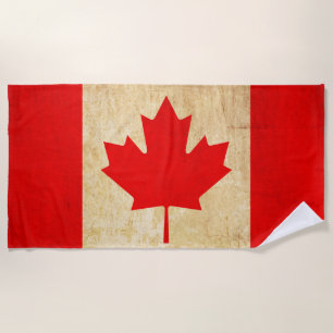 Original Vintage Patriotic National Flag of CANADA Beach Towel