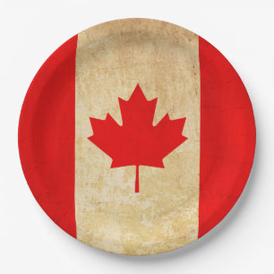 Original Vintage Patriotic National Flag of CANADA Paper Plate