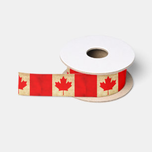 Original Vintage Patriotic National Flag of CANADA Satin Ribbon