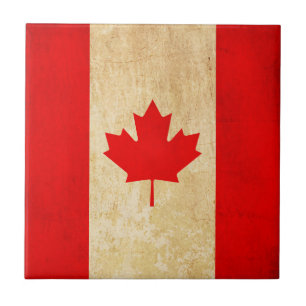 Original Vintage Patriotic National Flag of CANADA Tile