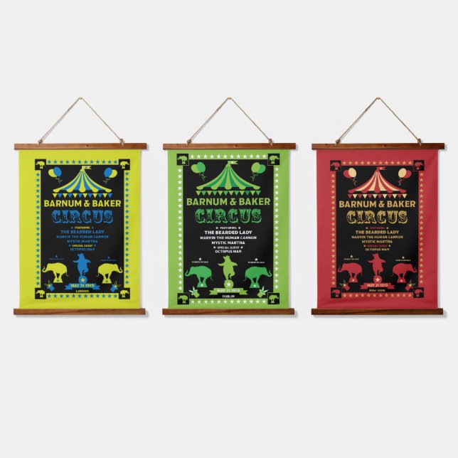 Original Vintages Inspired Circus Art   Hanging Tapestry