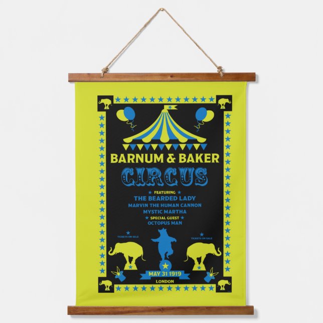Original Vintages Inspired Circus Art   Hanging Tapestry (Front)