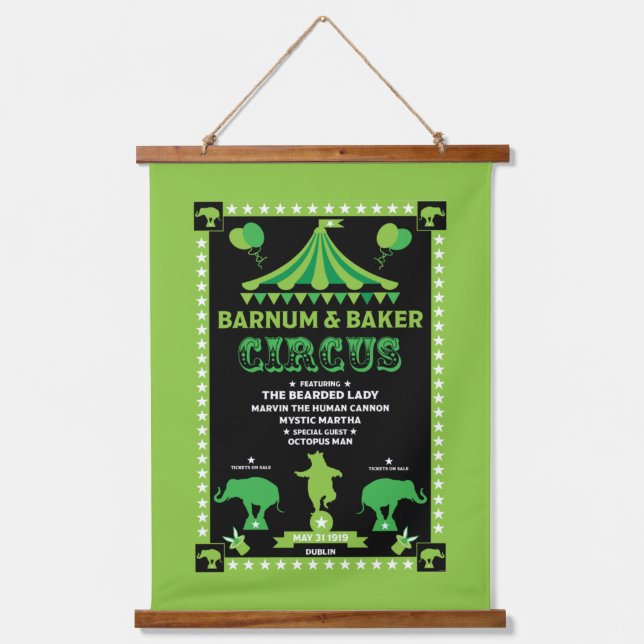 Original Vintages Inspired Circus   Hanging Tapestry (Front)