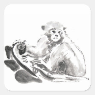 Original Wash Painting Monkey Year Zodiac Sticker