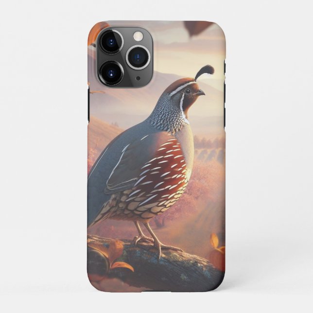 Original Watercolor California Quail Bird iPhone Case (Back)
