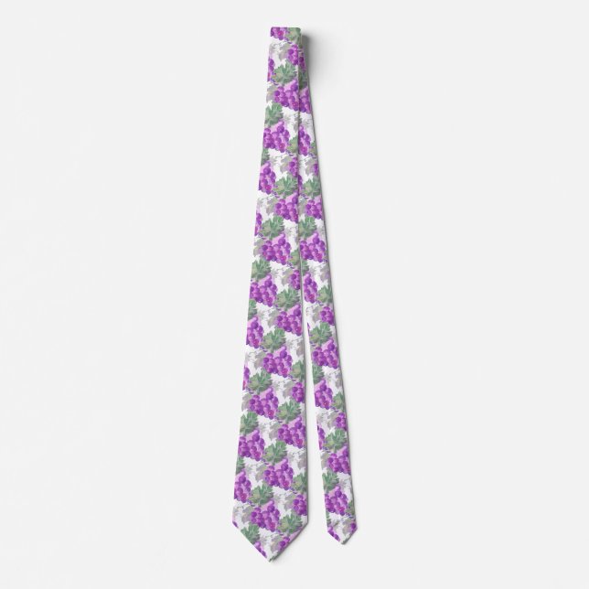 Original Watercolor Grape Cluster Pattern Tie (Front)