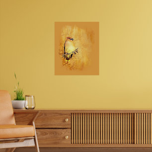 Original Watercolor Grosbeak Bird Wildlife art Poster