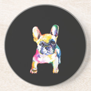 Original Watercolor Hand French Bulldog Gift Coaster