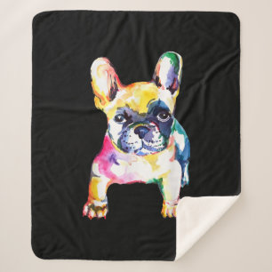 Original Watercolor Hand French Bulldog Gift Sherpa Blanket