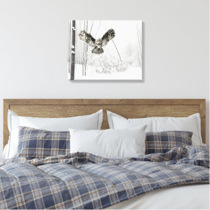 Original Watercolor Hunting  Owl Bird Art Canvas Print