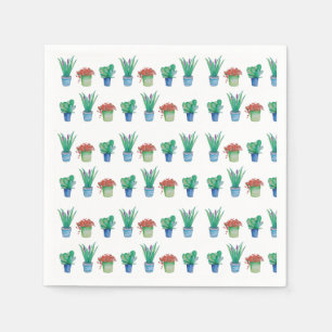 Original watercolor plant design pattern 1 napkin