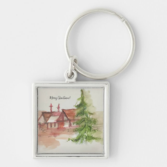 Original watercolor sketch  key ring (Front)