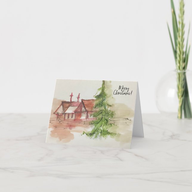 Original watercolor sketch  thank you card (Front)