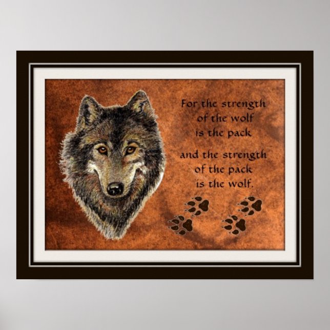Original Watercolor Wolf & Pack Quote Poster (Front)