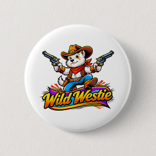 Original Westie Dog Cowboy Design 6 Cm Round Badge