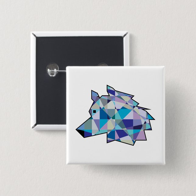 Original Wolf Head graphic art | Profile Wolf face 15 Cm Square Badge (Front & Back)