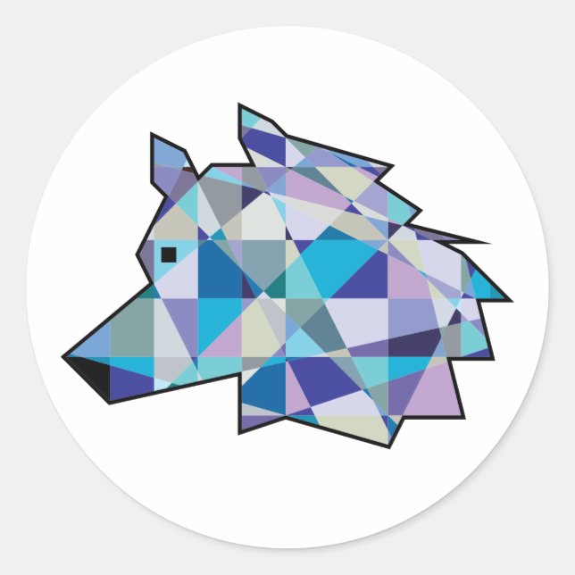 Original Wolf Head graphic art | Profile Wolf face Classic Round Sticker (Front)