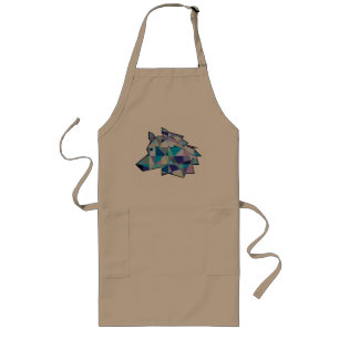 Original Wolf Head graphic art Profile Wolf face Long Apron
