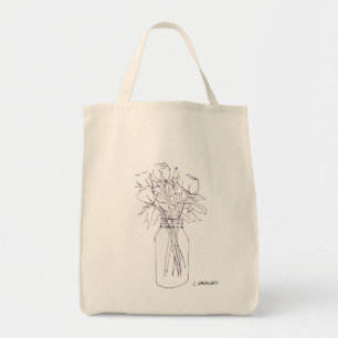 OriginalFlowerOutlineV5 Modern Art Tote Bag
