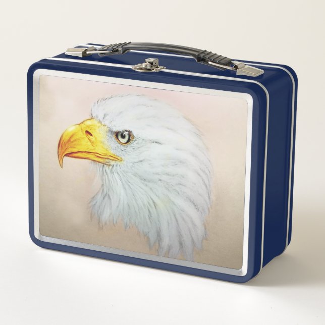 Orignal vintage art metal lunch box - Eagle (Front)