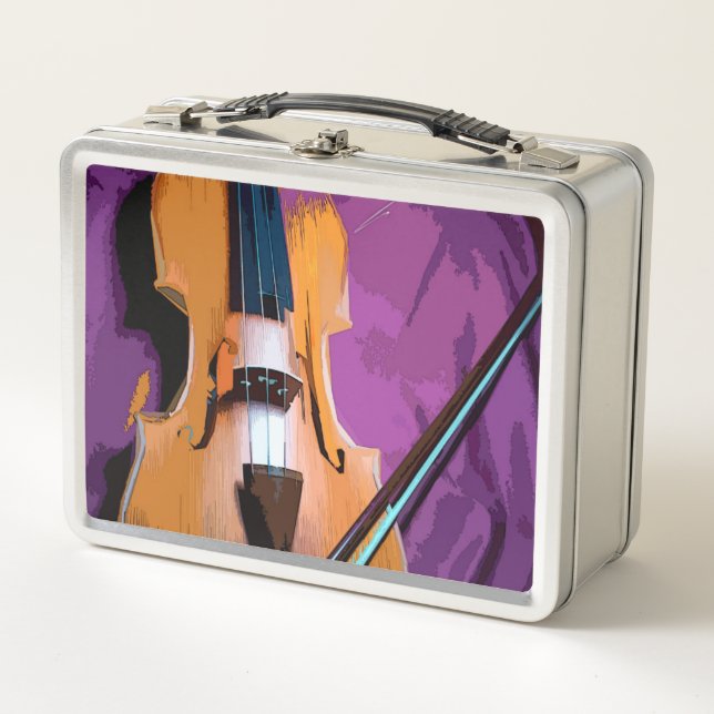 Orignal vintage metal lunch box - Viola (Front)