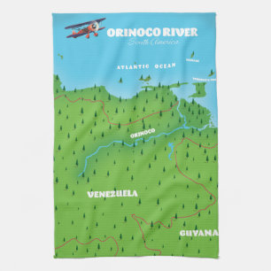 Orinoco River South American Map Tea Towel