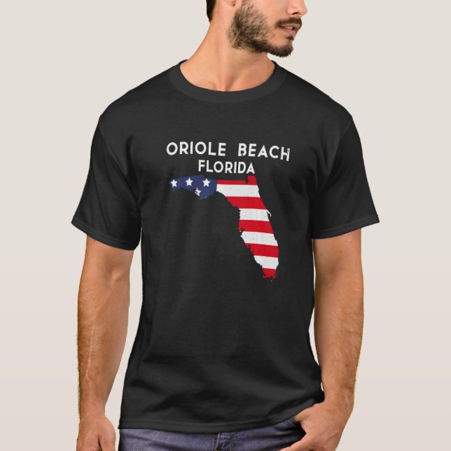 Oriole Beach Florida USA State America Travel Flor T-Shirt (Front)