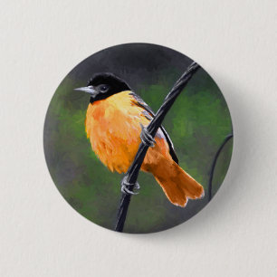 Oriole Painting - Original Bird Art 6 Cm Round Badge